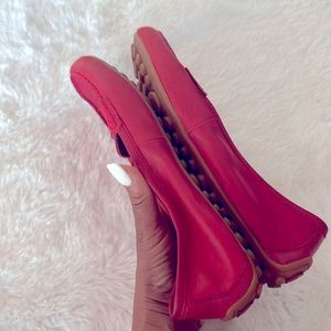 Born Brand - Red Leather Penny Loafers, gently used, lightweight travel shoe